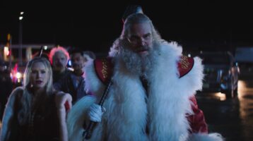 Violent Night 2 trailer poster featuring David Harbour as Santa Claus