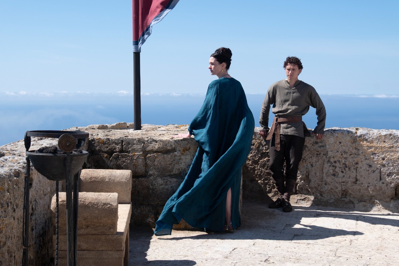 Tom Holland and Anne Hathaway in The Odyssey
